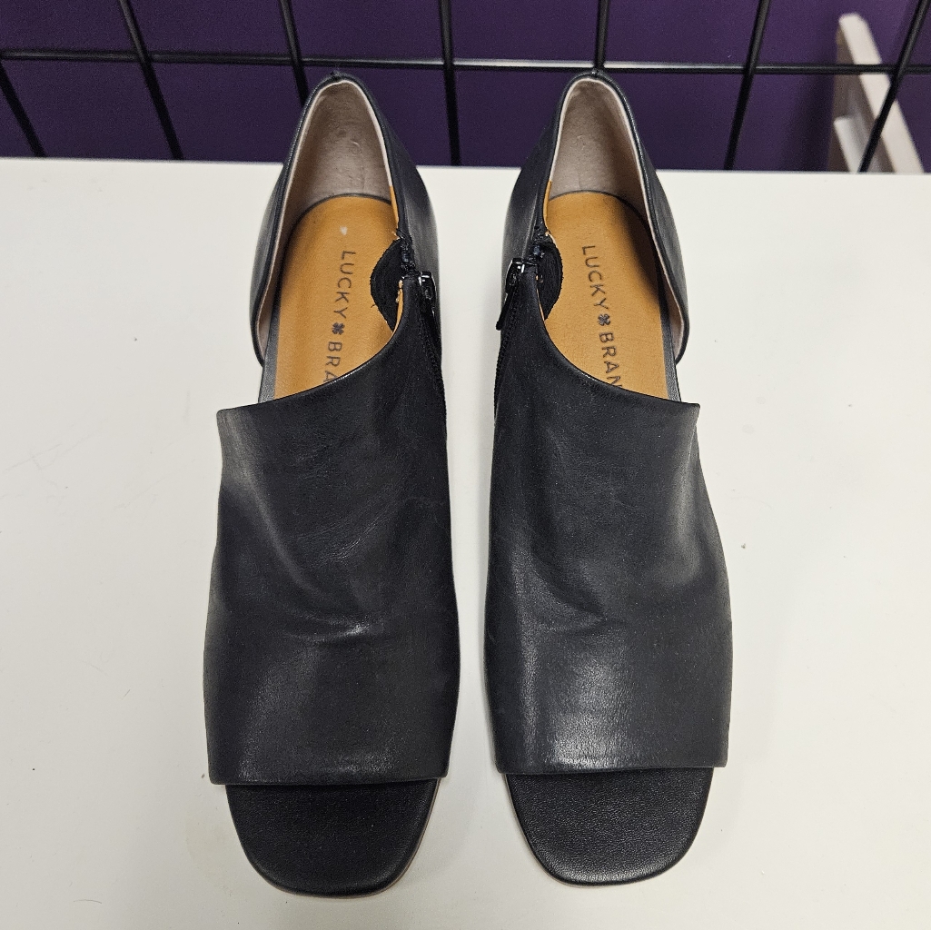 Womens Shoes Lucky Brand Wedge Blk Leather 85